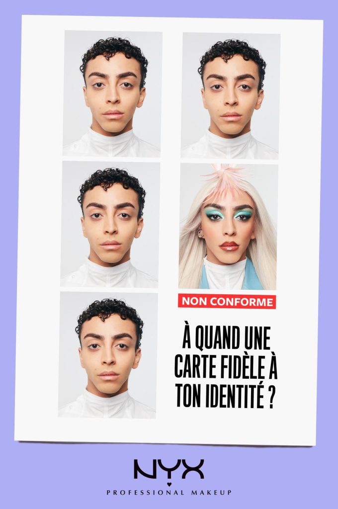 Affiche publicitaire de la campagne The True ID Card de Nyx Professional Makeup avec Bilal Hassani