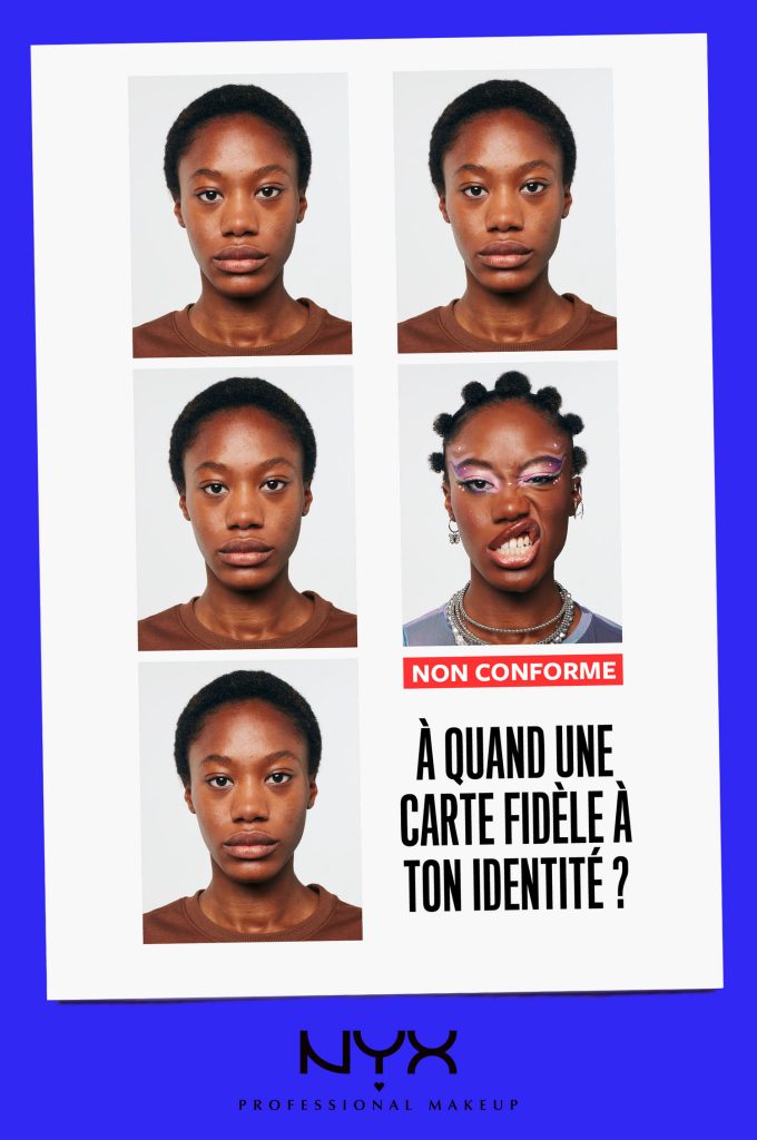 Affiche publicitaire de la campagne The True ID Card de Nyx Professional Makeup