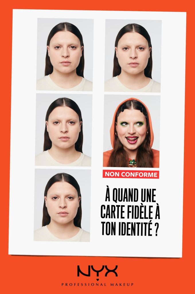 Affiche publicitaire de la campagne The True ID Card de Nyx Professional Makeup
